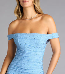 Amanda Rhinestone Off-The-Shoulder Mini Dress