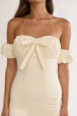 Maelis Off-Shoulder Puff Sleeve Maxi Dress Vanilla