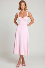 Sweetheart-Neck Ruched Midaxi Dress in Blush