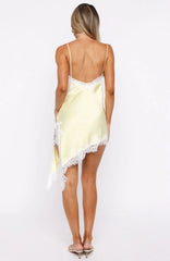 Behind The Light Lace Mini Dress Lemon