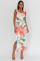 Loula Ruffle Strap Maxi Dress Floral Red