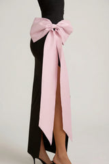 Strapless Bow-Detail Maxi Dress in Black
