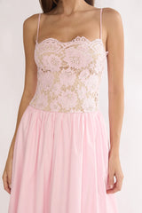 She's A Lady Lace Bodice Maxi Dress Pink