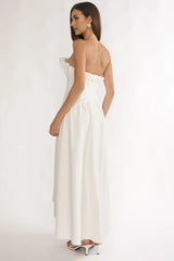 Ilianah Frill Bust Asymmetric Hem Maxi Dress Off White