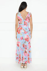 Hibiscus Heat Maxi Dress Blue