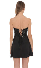 Virelia Corset Mini Dress in Black