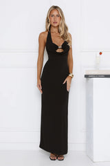 Wardrobe Elevated Halter Maxi Dress Black