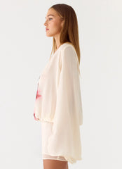 Junia Long Sleeve Mini Dress - Velvet Bloom
