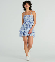 Fawn Over You Marble Print Chiffon Skater Dress
