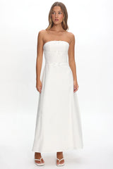 Celandra Bow Bodice Maxi Dress White