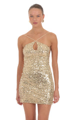 Scarlet Sequin Mini Dress in Gold