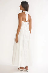 Talirosa Embroidered Halterneck Maxi Dress White