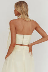 Simple Things Bow Halter Crop Top Butter
