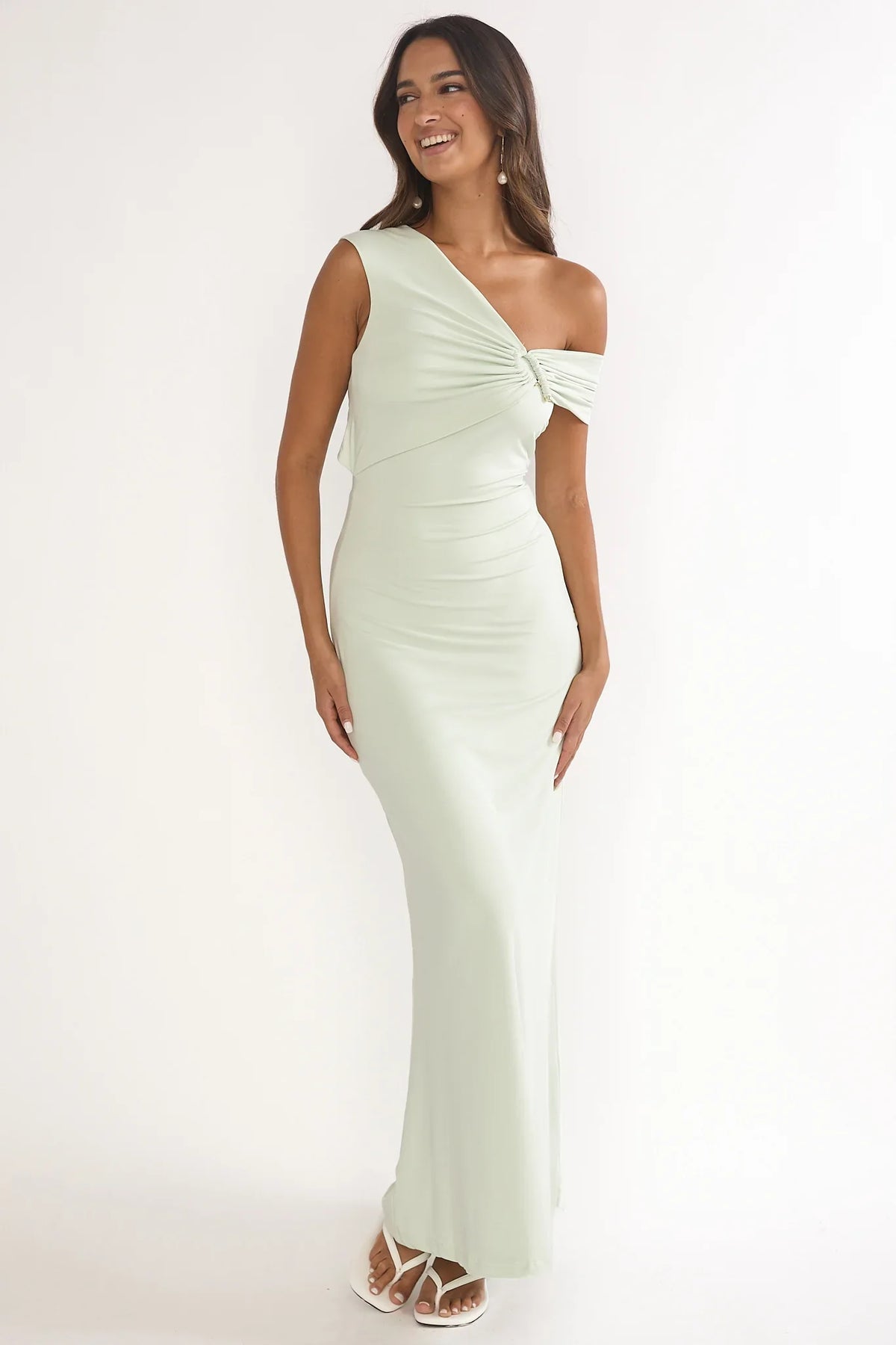 Tilda Asymmetric Neckline Maxi Dress Sage