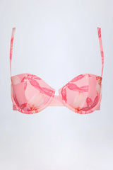 Underwired Balconette Bikini Top in Pink Orchid Print