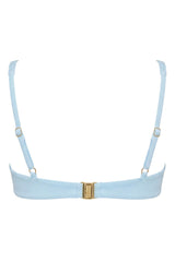 Underwired Bikini Top in Blue Gingham Print