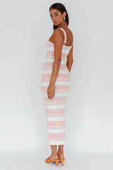 Chase The Sunrise Knit Midi Dress Striped Pink