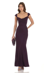 Strappy Cowl Neck Maxi Dress in Purple