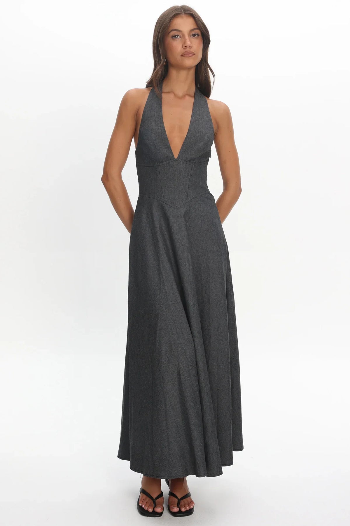 Riga Halterneck Maxi Dress Black