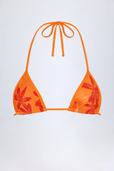 Triangle Bikini Top in Orange Orchid Print