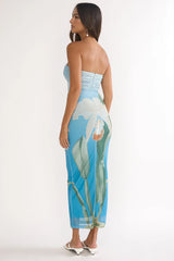 Lahita Strapless Midi Dress Orchid Blue
