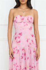 Lavender Mist Strapless Maxi Dress Pink