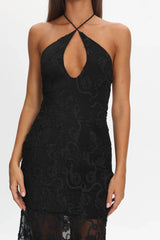 One Night Low Back Maxi Dress Embellished Black