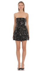 Gia Embellished Mini Dress in Black