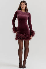 mulberry velvet mini dress