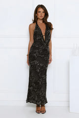 Precision Dressing Embellished Halter Maxi Dress Black