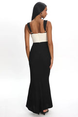 Freyja Contrast Maxi Dress Oyster/Black