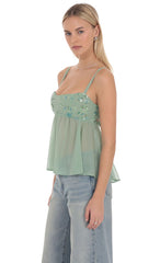 Lysette Babydoll Top in Green