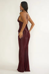 Oralia Criss-Cross Back Maxi Dress Burgundy