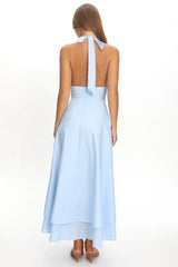 As It Was Halterneck A-Line Maxi Dress Light Blue