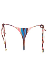 Tie-Side Thong Bikini Bottoms in Abstract Stripe
