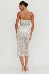 Magic Wand Velvet Midi Dress Olive Floral
