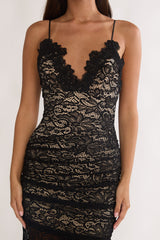 Capri Sunset Lace Overlay Maxi Dress Black