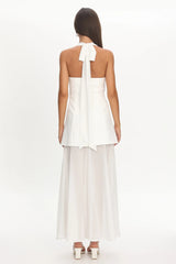 Opulent Halterneck Layered Maxi Dress White