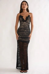 Capri Sunset Lace Overlay Maxi Dress Black