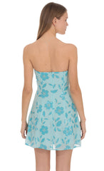 Gia Embellished Mini Dress in Blue