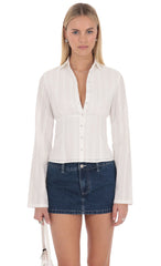 Mila Button Front Top in White