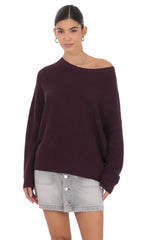 Oversize Open Knit Jumper in Purple