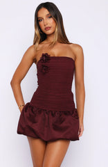 There Was Only You Mini Dress Burgundy Polka Dot
