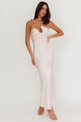 Blaise Asymmetric Neckline Maxi Dress Pink