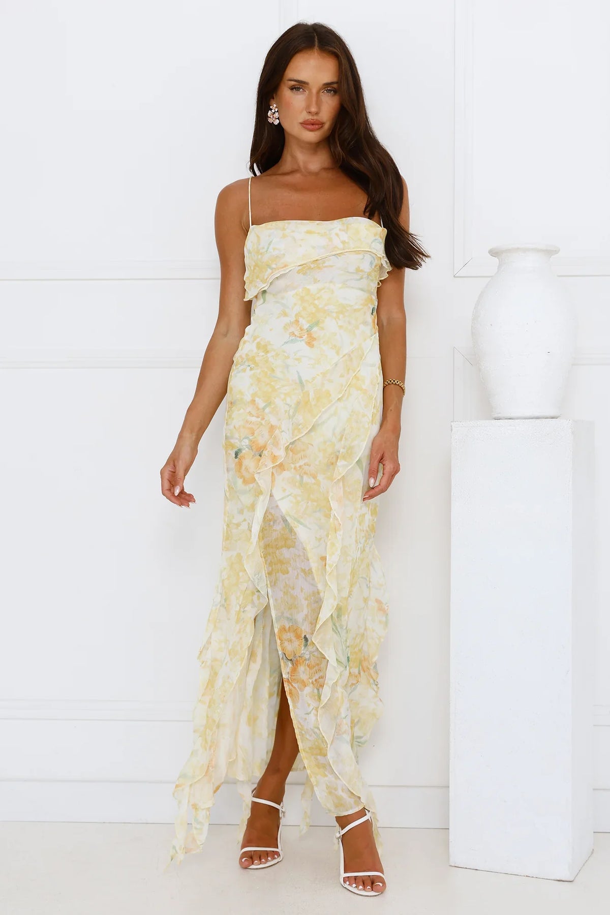 Lush Reverie Midi Dress Yellow