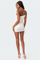 Kinsley Asymmetric Gathered Mini Dress