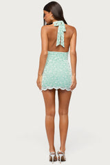 Alizah Scalloped Lace Halter Mini Dress