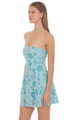 Gia Embellished Mini Dress in Blue