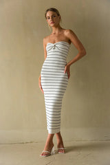 Jaclyn Strapless Twist Front Knit Midi Dress