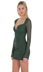 Selene Rhinestone Mini Dress in Green
